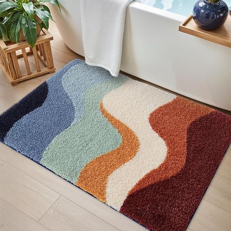 Non-Slip and Absorbent Bathroom Mat, 60 x 90 cm, Multi-Coloured (1/5)