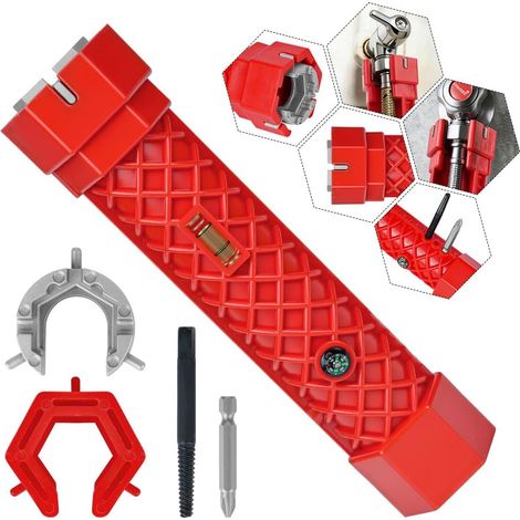 Clé à Robinet 12 En 1, Cle a Tuyauter, Evier Multifonction Antidérapant, Multifonctionnelle Cuisine-Bain Outil Plomberie Pour Cuvette De Toilettes Cuisine Plomberie(Rouge) (1/5)