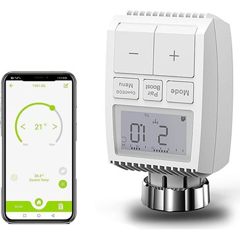 Smart Radiator Thermostatic Valve, Smart Radiator Thermostatic Valve Head, WiFi Programmable, Expandable, Compatible with Alexa/Google Home, Smart Life/Tuya App (1/5)