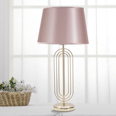 Lámpara de Mesa Khajur, Necesita 1 Bombilla, Pantalla, Soporte e27, Rosa (1/5)