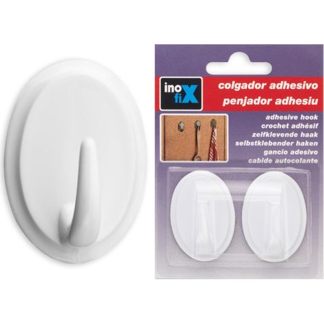 INOFIX - Crochet adhésif ovale blanc en blister (1/2)