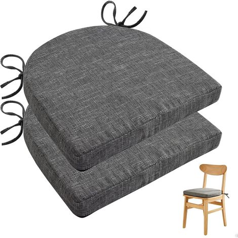Stuhlkissen 42x43x5cm, 2er Set Sitzkissen Stuhl, Sitzpolster Garten, Waschbare Sitzkissen Outdoor Terrassenstuhlkissen für Gartenmöbel Küche, Wohnzimmer und Esszimmer, Dunkelgrau (1/5)