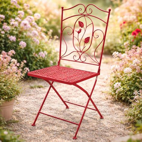 DanDiBo Gartenstuhl Klappbar Antik Rot Metall Rosso Wetterfest 90cm 96710 Metallstuhl Eisenstuhl Balkonstuhl Terrassenstuhl Bistrostuhl Klappstuhl (1/5)