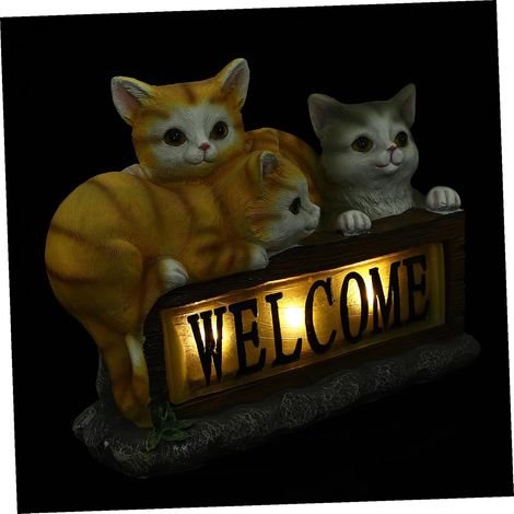 Décoration Extérieure Solaire Chat en Résine Orange Ornement Lumineux pour Jardin Lampe Solaire Décorative pour Pelouse Éclairage Extérieur Jardin (1/5)
