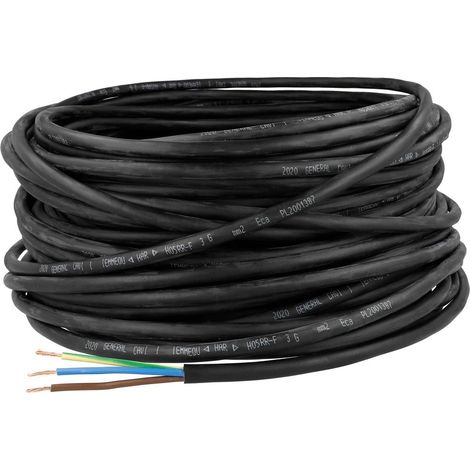 Câble léger sous gaine en caoutchouc 3 x 0,75 mm²  H05RR-F avec conducteur de protection