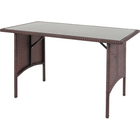 Tavolo da giardino in polyrattan marrone piano in vetro 112x60 cm 040008557