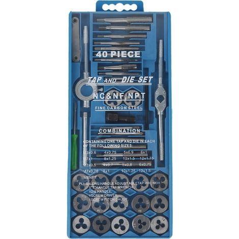 Set 40pcs Métrique Taraud de Filière Clé À Cliquet M3-M12 Boulon Écrou (1/4)