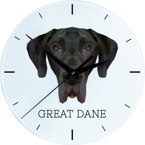 Gran Danés I - reloj de pared geométrico con foto e inscripción de Art-Dog (1/4)