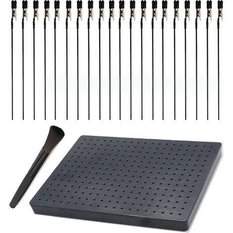 Model Painting Tool avec pied et 20 pinces crocodiles, pince crocodile avec support, support de pièce pour modélisme, support de peinture flexible pour bricolage et décoration, 20 x 15 cm, noir (1/5)