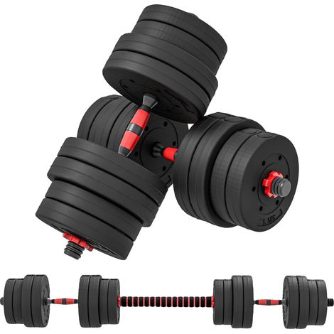 Ensemble d'haltères, 30 kg réglable, adapté à la salle de sport à domicile, noir (1/5)