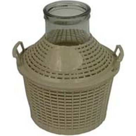 1PZ DAMIGIANA A BOCCA LARGA IN VETRO VESTITA  - lt.10 - bocca  mm.115