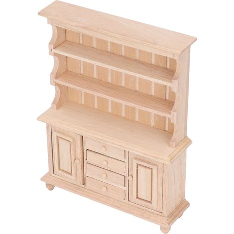 Armoire miniature à l'échelle 1:12, bibliothèque pour maison de poupée, scène de vie simulée, mini-meuble en bois simple (1/5)