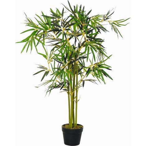 Bambou artificiel en pot, plante artificielle pour décoration intérieure et extérieure, hauteur 120 cm, vert (1/5)