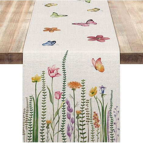 chemin De Table Dcoratif D't 33 X 180cm (feuilles Florales), Chemin De Table En Toile De Jute, Pour Mariage T Autumn Festif Outdoor Party Decorati (1/5)