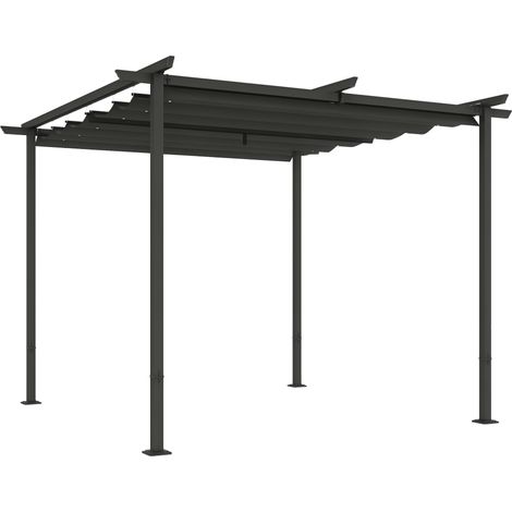 x 3 m große Gartenpergola mit aufklappbarem Dach, Stahlkonstruktion, UV-Schutz 50+, Sonnenschutz für Terrasse und Balkon, Anthrazitgrau