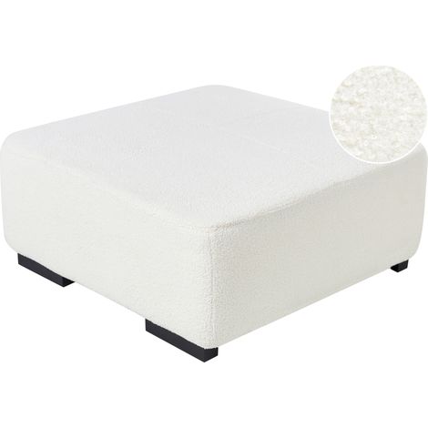 Otomana cuadrada moderna 80 x 80 x 35 cm sala de estar bouclé blanco Lungo
