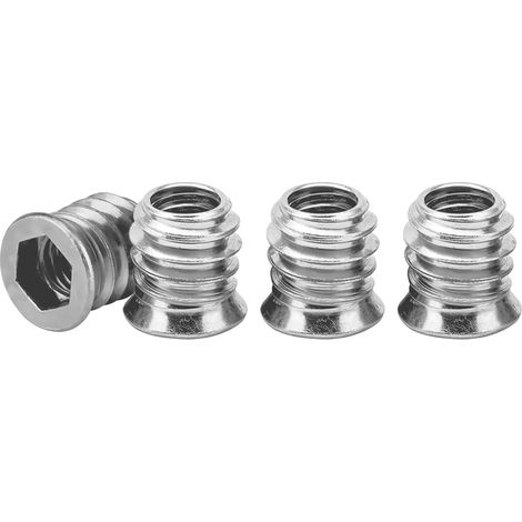 M6 Insert Fileté Bois, écrous à Visser M6 X 10mm Manchons à Visser Galvanisés écrou Hexagonal Fileté pour Meubles en Bois, 40 Pièces, Argent (1/5)