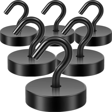 Magnet Haken Neodym Kleiderhaken Spind 30kg Magnethaken Schwarz (1/5)
