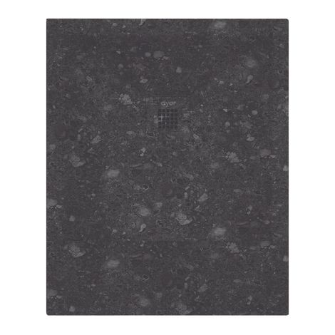 ONDEE ZEN - Receveur de douche NOLA 3 - 90x100x3 - Résine - Terazzo noir - Bonde - Découpable (1/3)