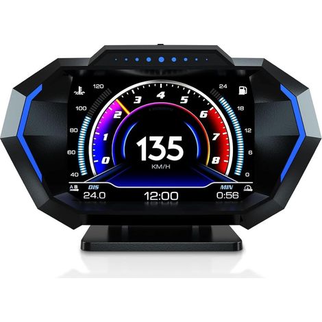 Display head-up, OBD2 + GPS + modalità di controllo della discesa - Display multilingue - Unità di misura del tachimetro commutabili tra MPH e KM/H per tutte le auto