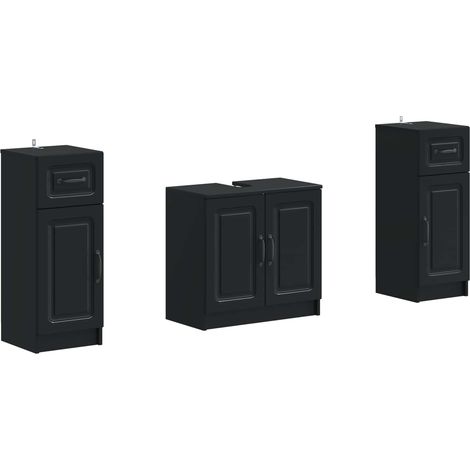 2-teiliges Badezimmer Schrank Set UTRECHT Schwarz Holzwerkstoff vidaXL (1/5)