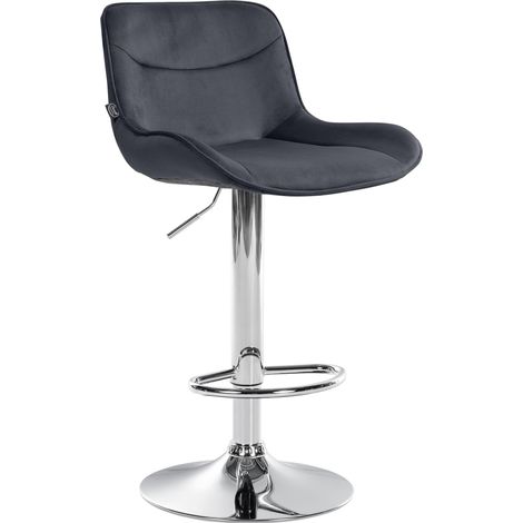 Sgabello da bar x1 girevole forma ergonomica cuciture decorative in velluto nero struttura in metallo cromato 100005972