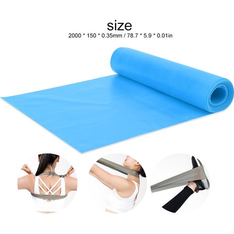 Sangle élastique extensible de 2 m pour le yoga, bande de résistance, accessoire de fitness et d'exercice (bleu clair) (1/5)