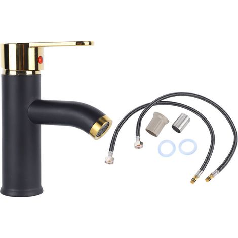 Rubinetto per lavabo da bagno in acciaio inox, monocomando per acqua calda e fredda, ideale per cucina, bagno e lavabo, installazione a foro singolo.