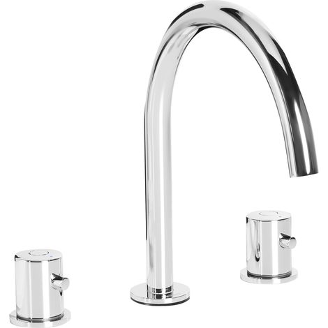 Grifo mezclador para lavabo de latón dos mandos accesorios de baño plateado Pilcomayo