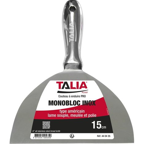 Couteau à enduire monobloc type américain inox 15cm - TALIAPLAST - 440435