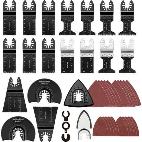 Set di 43 accessori oscillanti per utensili multifunzione, per chiodi da legno, elementi di fissaggio universali compatibili con DeWalt, Makita, Dremel e altri. (1/5)