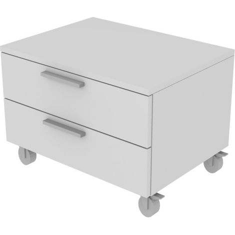 Cassettiera 2 cassetti - Design moderno, chiusura rallentata - Bianco