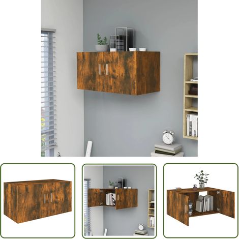 The Living Store Wandschrank Räuchereiche 80x39x40 cm Holzwerkstoff - Wandschrank - Regal - Holzregal - Aufbewahrung - Wohnraum Dekoration (1/5)