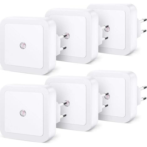 Veilleuse Enfant LED Automatique Lot de 6,Lampe Veilleuse Enfant avec Capteur de Lumière,Veilleuse Prise électrique pour Chambre à Coucher,Espace bébé,Salon,Salle de Bains,Cuisines - Blanc-Fei Yu (1/5)