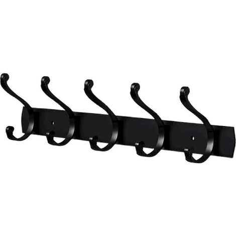 Kleiderhaken für Badezimmer und Umkleidekabine, Wandmontage, Garderobenständer für Schlafzimmer, geeignet für Hüte, Handtücher, Jacken, Schlüssel und Bademäntel-black 5 hooks (1/5)
