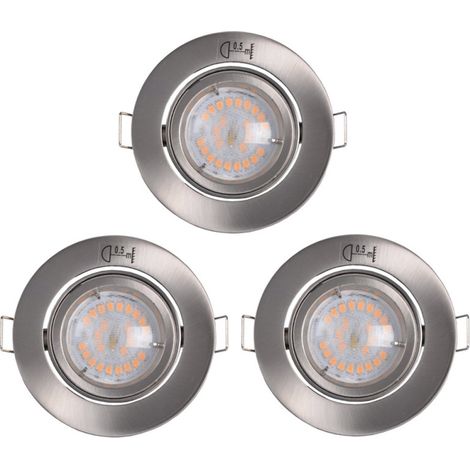 Lot de 3 spots Encastrables Orientables LED 35W Rond Alu Brossé WOLTZ (1/2)