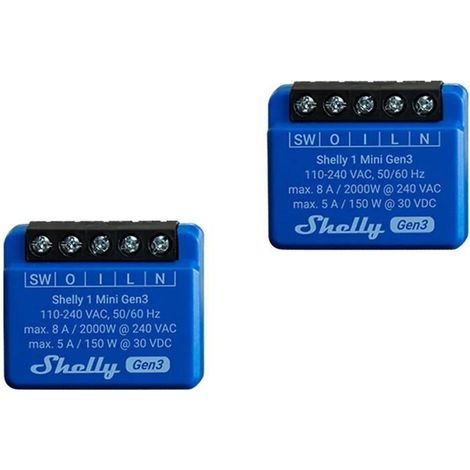Controlador inteligente Shelly 1 Mini Gen3 Wi-Fi Bluetooth 2000 W