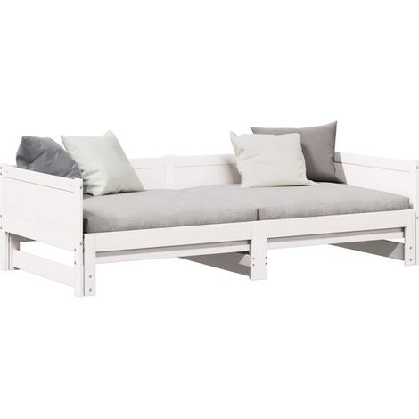 Lit d'été gigogne blanc, 203,5 x 184 x 56,5 cm (1/5)