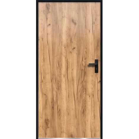Porta d'ingresso H207 x L100 cm in Acciaio massiccio effetto Rovere apertura verso sinistra - AGUEDA