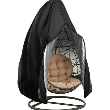 Housse de fauteuil suspendu avec fermeture éclair, noire, 190 x 115 cm (1/5)