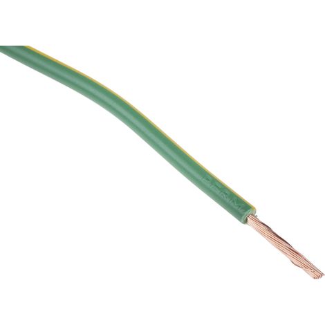 Fil électrique RS PRO 2491X, 50 2,5 mm² 13 AWG Non blindé, 750 V, PVC Vert/Jaune, 100m ( Prix pour Bobine de 100 Mètres ) (1/2)