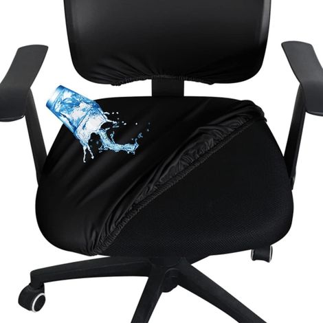 Housse de chaise de bureau imperméable, housses de chaise d'ordinateur en cuir PU, housses de siège, protecteur de chaise rotatif amovible, noir, housse de chaise (1/5)