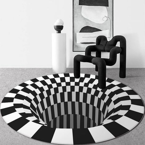 Runde 3D-Fußmatte mit Stereo-Effekt, Tischvorleger für Schlafzimmer und Wohnzimmer, Halloween-Teppich, geeignet für Schlafzimmer, Badezimmer, Weihnachten oder Halloween, 80 x 80 cm (1/5)
