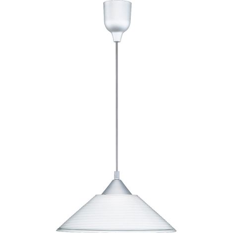DIEGO SOSPENSIONE IN VETRO CONO RIGHE BIANCO D.30CM 1 LUCE ATTACCO E27