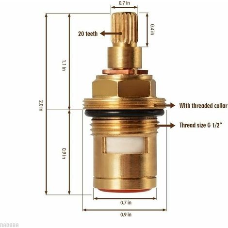 Keramikscheibenkopf, Paar universelle Ersatz-Keramikkartuschen für Wasserhähne, 1/2"-Vierteldrehung, 20 Kerben x 51 mm (1/4)