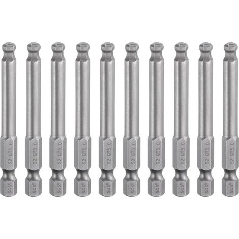 10Pcs Embout de Tournevis Hexagonal à Tête Sphérique 5mm (H5.0) Embout 1/4" Tige Hexagonale 65mm (2.56") Long Magnétique Embout de Tournevis Métrique en Acier S2 (1/5)