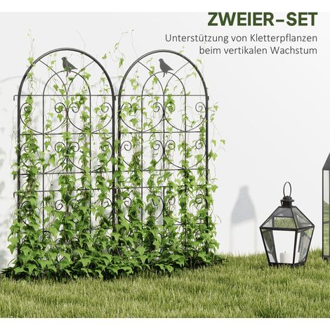 Ensemble de 2 grilles en acier anti-corrosion, motif volaille, pour plantes grimpantes, 50 x 120 cm, couleur noir (1/4)