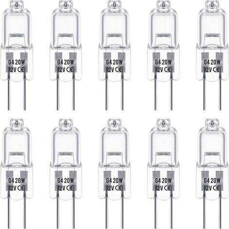 G4-Halogenlampen, 12 V, 20 W, Stiftsockel, warmweiß (3000 K), 350 lm, dimmbar, Niedervolt-Halogenlampe, klare Kapsellampe, 10er-Packung (1/5)