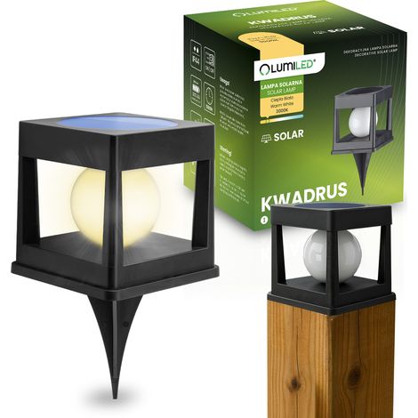 Lámpara LED solar para jardín, para exteriores, para postes de valla, cercas, balaustradas, terrazas, 3000K, Kwdrus Lumiled (1/5)