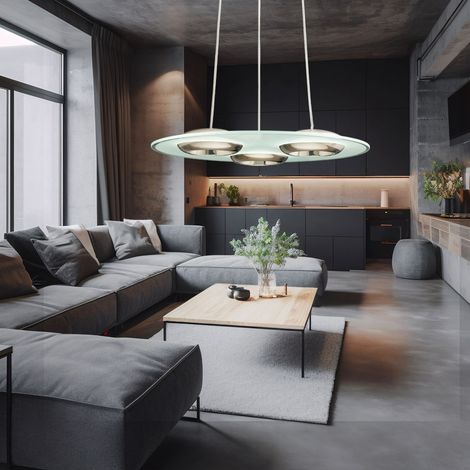 Lampadario di design a LED da 21 watt a soffitto in vetro satinato lampada a sospensione Eglo 90811 (1/5)
